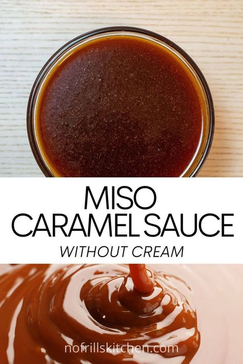 This miso caramel sauce is made without cream and is completely vegan and dairy-free! Caramel Sauce Without Cream, Miso Caramel, White Miso, Dessert Toppings, Caramel Sauce, Cream Recipes, Perfect Desserts, Coconut Cream, Gluten Free Vegetarian