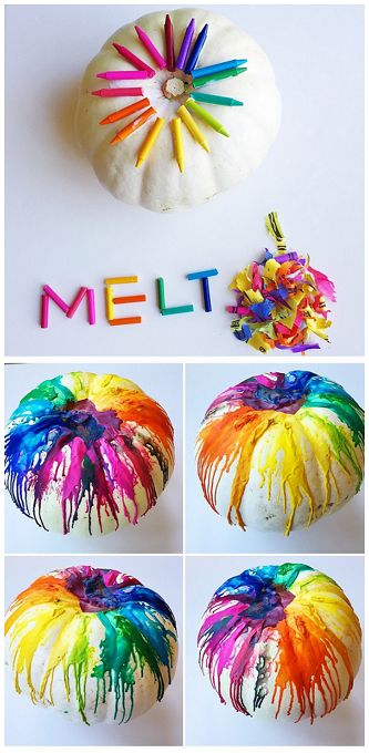 No Carve Melted Crayon Pumpkin Craft for Kids to make! #Halloween #Fall art project | CraftyMorning.com Halloween Crafts For Kids To Make, Uhyggelig Halloween, Color Wheels, Hallowen Ideas, Halloween Fest, Halloween Tags, Melting Crayons, Halloween Crafts For Kids, Theme Halloween