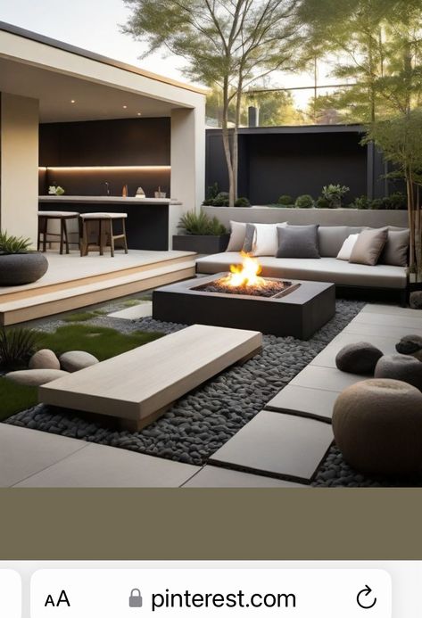 Small Modern Backyard, Modern Minimalist Garden, Backyard Designs, Modern Backyard Landscaping, Outdoor Patio Designs, Patio Deck Designs, Back Garden Design, Patio Garden Design, Backyard Remodel