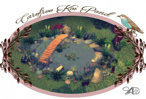 Sims 4 Designs: Carefree Koi Pond • Sims 4 Downloads Sims 4 House Building, Play Sims, Sims 4 Teen, Sims House Design, Sims Four, Sims 4 Update, Sims 4 Cc Furniture, Best Sims, Sims 4 Build