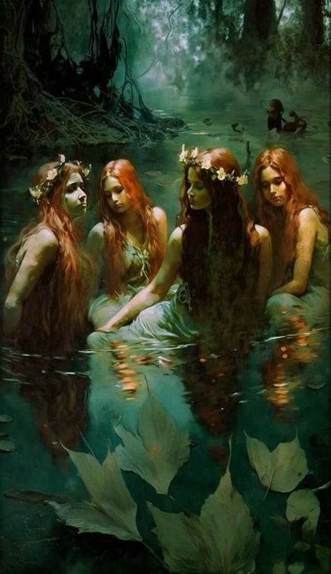 Nymphs Greek Mythology Art, Nyphms Greek, Chthonic Gods, Nymphs Greek Mythology, Water Nymph Aesthetic, Heather Horton, Magical Creatures Mythology, Greek Monsters, Water Nymph