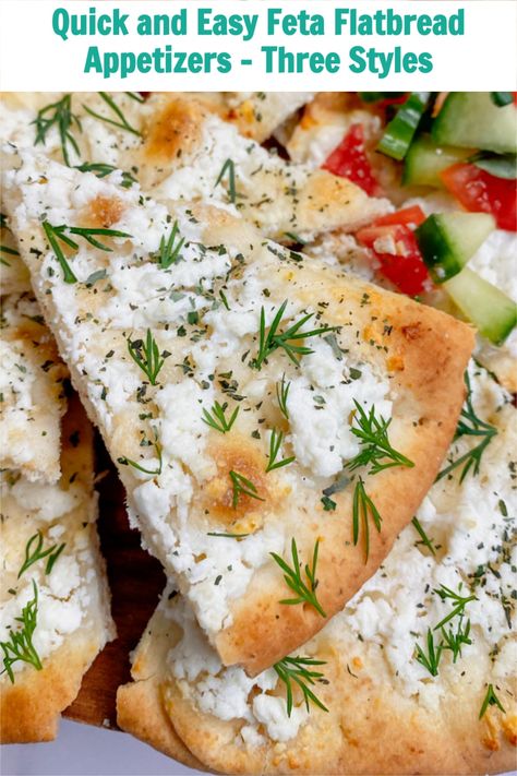 Easy Feta Flatbread Hungry Happens, Easy Flatbread Appetizers, Flat Bread Appetizers Flatbread Recipes, Flat Bread Recipe Ideas Appetizers, Greek Flatbread Ideas, Cold Flatbread Appetizers, Flatbread Appetizers Easy, Flat Bread Appetizers, Pita Appetizers