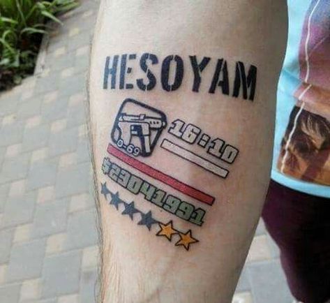 Hesoyam Tattoo, Gta 5 Tattoo Ideas, Gta 5 Tattoo, Cj Tattoo, Gta Tattoo, Tatoo Styles, V Tattoo, Totem Tattoo, Gamer Tattoos