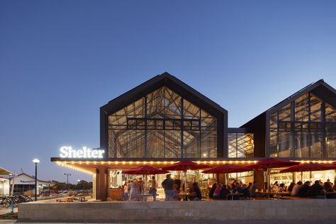 Gallery of Shelter Brewery / Paul Burnham Architect - 10 Metal Building Architecture, Brewery Architecture, Modern Warehouse Design, Eatery Design, Community Space Design, Food Court Design, Church Building Design, Event Venue Spaces, Brewery Restaurant