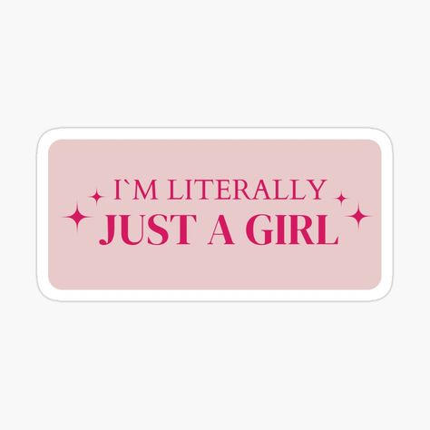 Get my art printed on awesome products. Support me at Redbubble #RBandME: https://www.redbubble.com/i/sticker/Im-Just-A-Girl-Girlhood-Womanhood-Girl-Aesthetic-That-Girl-Aesthetic-Coquette-Pinkish-Bows-Pink-Barbie-Clean-Girl-Aesthetic-by-BiaaArchive/163760588.JCQM3?asc=u I Am Just A Girl Aesthetic, Laptop Stickers Aesthetic Printable, Journal Stickers Aesthetic, Pink Aesthetic Stickers, Boutique Stickers, Coquette Stickers, Mean Girls Aesthetic, Im Just A Girl, Quotes Stickers