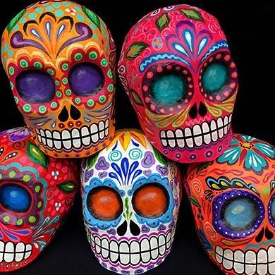 Paper Mache Sugar Skulls, Day Of The Dead Skull Art, Day Of The Dead Masks, Day Of Dead Skull, Mexican Calavera, Mexico Skull, Sugar Skull Painting, Day Of The Dead Skeleton, Day Of The Dead Mask