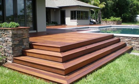 Decking Outdoor, Alfresco Decking, Modern Deck, Patio Steps, Deck Steps, Patio Deck Designs, Wooden Deck, Deck Designs Backyard, Deck Stairs