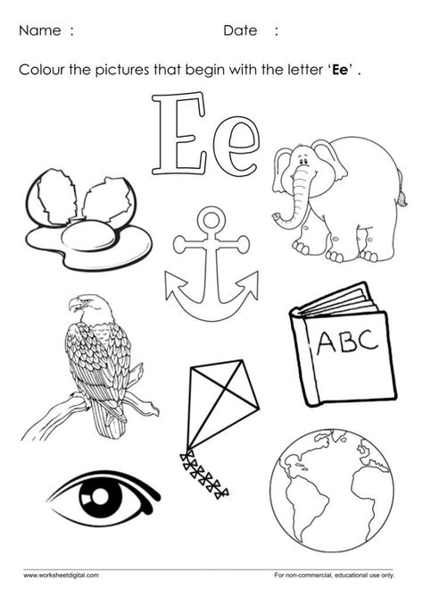 Letter E Sound Worksheet, Letter E Worksheets Kindergarten, Letter E Activities For Kindergarten, Letter E Worksheet, Phonic Worksheet, Letter E Printable, E Worksheet, Letter E Activities, Shadow Activities