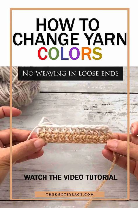 Learn this great way on how to change yarn colors in crochet without the need to weave in yarn ends. Step by step instructions and a Video Tutorial included. Crochet Videos Tutorials Step By Step, Loose Crochet Stitch, Join Yarn, Crochet Bralette Pattern, Change Colors In Crochet, Crochet Game, Bralette Pattern, Granny Square Crochet Patterns Free, Chunky Crochet Blanket