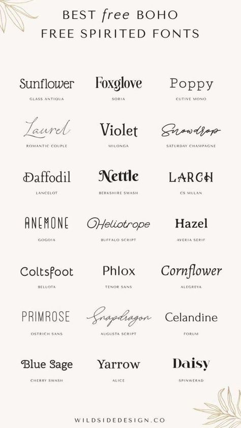 Best boho fonts for graphic designers Font Tato, Typographie Logo, Alfabet Font, Inspiration Typographie, Boho Fonts, Visuell Identitet, Business Fonts, Vintage Logos, Desain Buklet