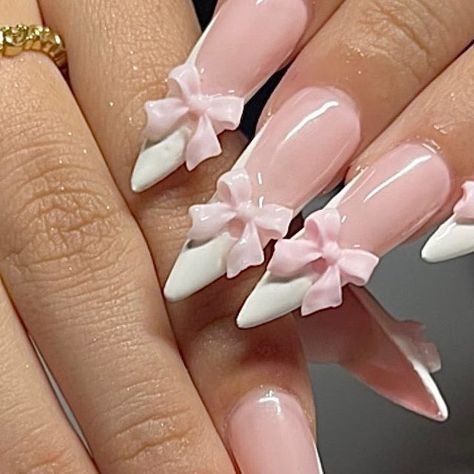 Bow Trend, Bow Nails, Vegas Nails, Cottagecore Y2k, Dope Nail Designs, Really Cute Nails, Kawaii Nails, Glam Nails, Pink Acrylic Nails