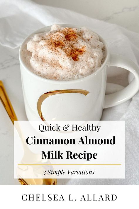 Cinnamon Milk is more than just a warm, cozy drink—it’s packed with health benefits. Using Ceylon cinnamon and unsweetened almond milk, this recipe helps regulate blood sugar and provides antioxidants. You can even add collagen peptides for a protein boost! Whether you enjoy it as a dessert beverage or an afternoon snack, it’s a healthy drink to nourish your body without sacrificing your health. Hot Cinnamon Milk, Warm Milk Drinks, Almond Milk Recipes Meals, Cinnamon Milk Recipe, Almond Milk Latte Recipe, Recipes With Almond Milk, Almond Milk Drinks, Almond Milk Recipe, Cinnamon Drink