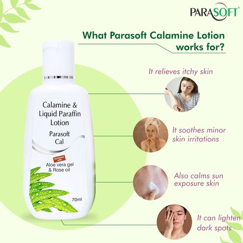 Parasoft Calamine & Liquid Paraffin Lotion Benefits - ⁠ ⁠ It nourishes and moisturizes the skin⁠ It is enriched with aloe vera, rose oil⁠ It also provides a soothing effect on the skin⁠ It has a mild fragrance of rose oil⁠ Excellent for extremely dry skin conditions⁠ ⁠ Buy now🛒 - ⁠ https://www.shoprythm.com/collections/parasoft/products/parasoft-cal-body-lotion⁠ ⁠. . . . . . #skincare #healthyskin #beauty #skincareroutine #glowingskin #skincaretips #skincareaddict Relieve Itchy Skin, Calamine Lotion, Aloe Vera Benefits, Liquid Paraffin, Extremely Dry Skin, Lighten Dark Spots, Rose Oil, Itchy Skin, Aloe Vera Gel