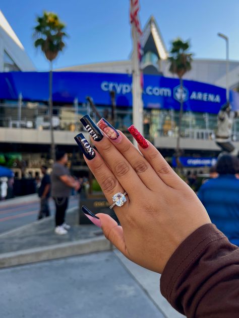 Drake Nails Art, Drake Nails Ovo, Drake Nails, Drakes Album, Drake Concert, Red Acrylic Nails, Nails Inspo, The Dogs, Bad Girl