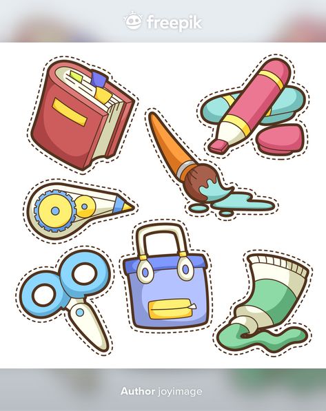 Penanda Buku, School Tool, School Sets, School Photography, School Stickers, Preschool Printables, School Items, Printable Stickers, Print Stickers