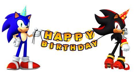 Happy Birthday Sonic Images, Sonic The Hedgehog Happy Birthday, Shadow The Hedgehog Happy Birthday, Shadow The Hedgehog Birthday Party, Sonic Happy Birthday, Sonic Banner, 40th Birthday Themes, Shadow Sonic, Cupcake Toppers Free