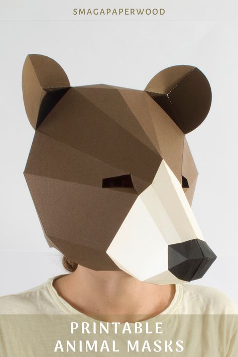 Animal Mask Templates, Diy Halloween Masks, Cardboard Mask, Unique Masks, Scary Mask, Diy Costumes Kids, Unique Halloween Costumes, Animal Costumes, Paper Birds