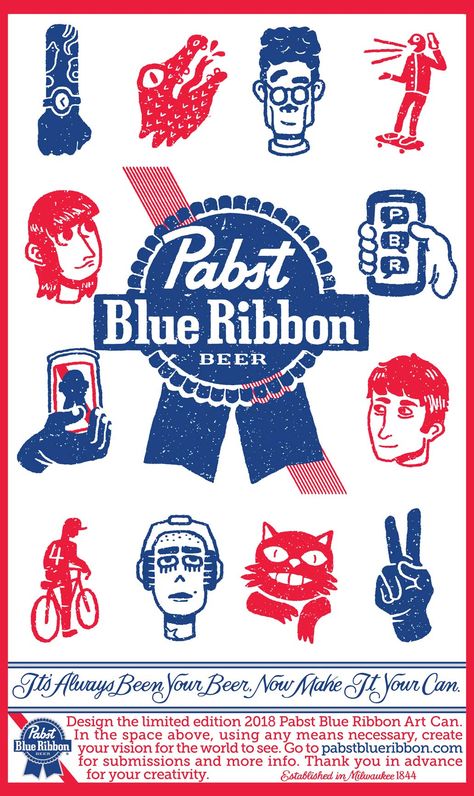 Pbr Beer, Pabst Blue Ribbon Beer, 20 Year Anniversary, Pabst Blue Ribbon, Beer Brands, Ribbon Art, Point Of Sale, Brewing Co, Blue Ribbon