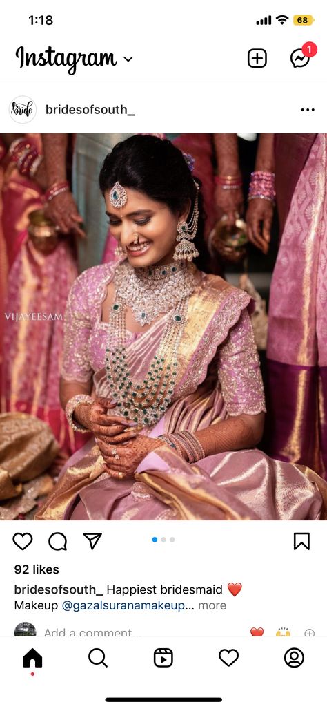 Pink Wedding Saree Bridal Collection, Pink Saree Jewellery, Saree Jewellery Ideas, Pink Wedding Saree, Baby Pink Saree, Party Saree, Engagement Saree, Reception Saree, Mom Daughter Outfits