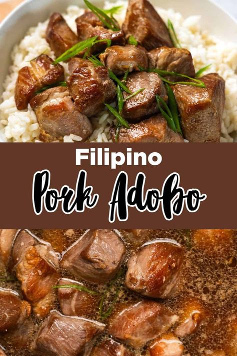 Pork Adobo Recipe Adobo Recipe Filipino, Pork Meat Recipes, Pork Adobo Crockpot, Pork In Adobo Sauce, Pork Adobo Instant Pot, Pork Belly Adobo Recipe Filipino, Pork Adobo Recipe Filipino, Adobo Pork Filipino, Pork Belly Adobo