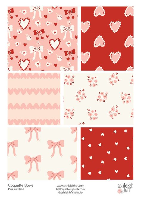 Holiday - available for art licensing — Ashleigh Fish Valentines Day Color Palette, Day Color Palette, Valentines Day Pattern, Nut Crackers, Valentines Collection, Pink Coquette, Shop Art Prints, Girls Sleepwear, Art Licensing