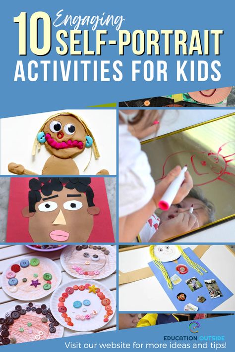 As a parent or teacher of young children, it’s important to provide opportunities for self-expression and creativity. Here are ten engaging self-portrait activities that your preschoolers will love! Self Portraits Kindergarten Art, Self Esteem Crafts Preschool, Self Portraits For Preschoolers, Self Portrait For Preschoolers, Kindergarten Identity Activities, Self Portrait Creative Ideas, Self Portrait For Preschool, Self Portrait Activities For Kids, Kids Self Portrait Ideas