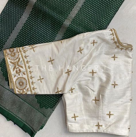 White And Gold Blouse Designs, Saree Hangers In Wardrobe, White Blouse Embroidery Designs, Handwork Designs, Simple Saree Blouse Designs, White Blouse Designs, Exclusive Blouse Designs, Arjun Reddy, Magam Work