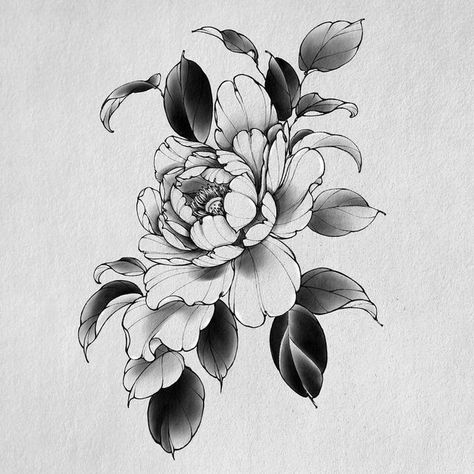 Peonie Tattoo Designs, Blackwork Peony Tattoo, Peony Floral Tattoo, Peony Tattoo Design, Japanese Peony Tattoo, Tattoo Japonais, Japanese Peony, Men Flower Tattoo, Peony Flower Tattoos