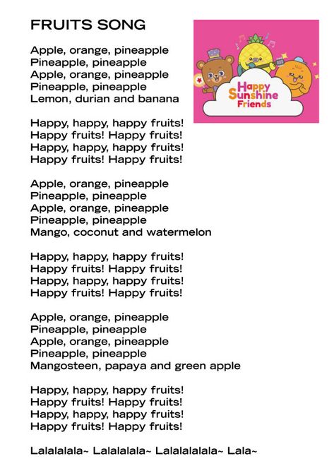 Learn the names of fruits with our Happy Fruits song. Hope all children have fun learning these fruits names. This is a new version of Happy Fruits song that focuses fruits names for kids.  Here's a good shapes song: https://youtu.be/4kaQjdtfcNA Fruit Rhymes Preschool, Fruit Songs For Preschoolers, Shapes Song, Names Of Fruits, Fruit Song, Shape Songs, Kids Preschool Learning, Felt Story, Happy Fruit