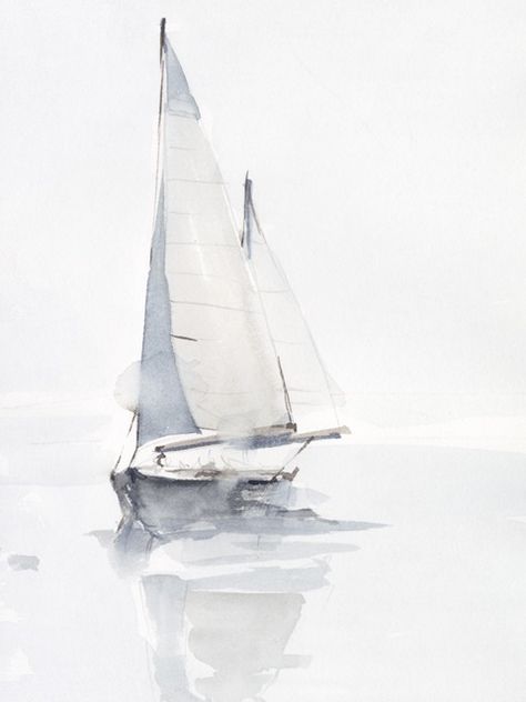 Misty Harbor II Sailboat Drawing, Boat Painting, Passionate People, Sailboats, Fine Arts Posters, Canvas Home, Find Art, Watercolor Painting, Painting Prints