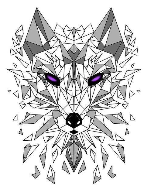 Wolf Line Art Tattoo, Geometric Art Drawing Simple, Geometric Wolf Drawing, Geometric Dragon, Geometric People, Geometric Wolf Tattoo, Geometric Art Animal, Jewel Drawing, Animal Tattoo Ideas