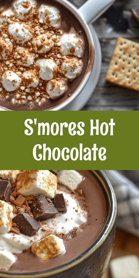 Warm up this winter with a cozy cup of S'mores Hot Chocolate! This indulgent drink blends the nostalgic flavors of classic s'mores with rich, creamy hot chocolate. Perfect for curling up by the fireplace or after a day in the snow, this delightful beverage features a chocolate base, crushed graham cracker rim, and fluffy marshmallows. Quick to prepare in just 10 minutes, it's a must-try for chocolate lovers. Elevate your hot chocolate game with fun variations like Chocolate Mint or Nutella. Get ready for a deliciously warm experience in a mug! ☕️✨ #HotChocolate #S'mores #WinterWarmers S’mores Hot Chocolate, Hot Dessert Recipes, Smores Desserts, Rich Hot Chocolate Recipe, Smores Hot Chocolate, Marshmallow Hot Chocolate, Rich Hot Chocolate, Fluffy Marshmallows, Creamy Hot Chocolate