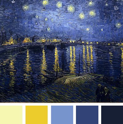 Yes. This. Starry Night Wedding, Color Palette Yellow, Arte Van Gogh, Design Seeds, Blue Colour Palette, Indoor Garden Ideas, Yellow Painting, Colour Palettes, Colour Schemes