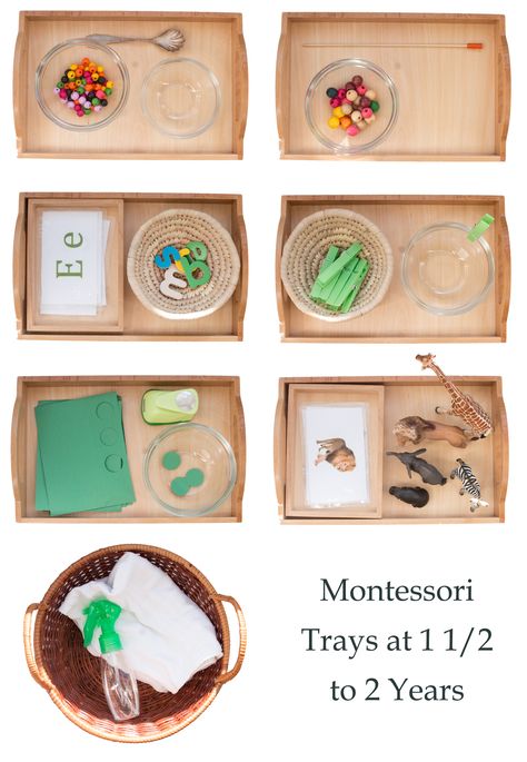 Some Recent Montessori Trays: 1 1/2 to 2 Years Montessori Trays 12 Months, Montessori 24 Months, Montessori Color Activities, Montessori Toys 2-3, Montessori Toddler Activities 2 Year, Montessori Works, Montessori Trays, Diy Montessori Toys, Diy Montessori