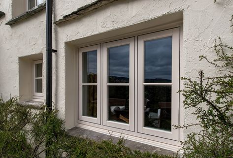 Timberlook PVCu Flush Sash Windows - Affordable Windows AWCG Off White Windows Exterior, Window Frame Colors Exterior, Push Out Windows, Window Frame Colours Exterior, Pvc Windows Ideas, Window Outside Design, Window Colours Ideas, Replacement Windows Styles, Pvc Sash Windows