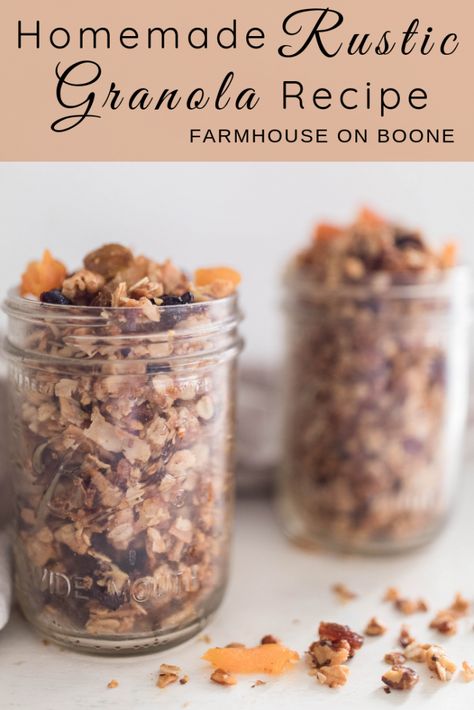 Farmhouse On Boone Recipes, Sourdough Granola Recipe, Homade Granola, Farmhouse Boone, Breakfast From Scratch, Homemade Oats And Honey Granola, Sourdough Granola Farmhouse On Boone, Homemade Crunchy Granola, Homemade Chunky Granola