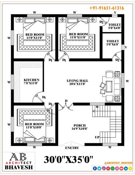 Ground Floor Plan Plan 30'X35' Plot Area 1050 SqFt. Plan According to Client #House_Design #House_Planning #buildingplans RS Construction & Academy +91-9165161316 36x30 House Plans, 35 X 35 House Plans, 30×35 House Plan, 30x35 House Plans, 30x30 House Plans, 20×30 House Plan, Smart House Plans, Drawing House Plans, 20x40 House Plans