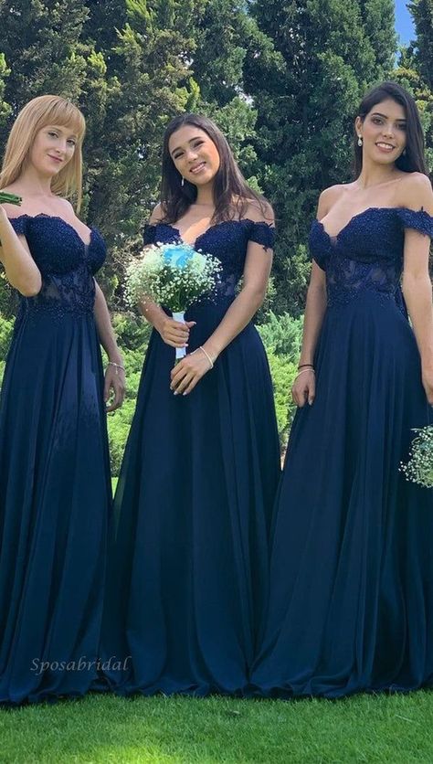 Off-Shoulder Navy Blue Lace Top Sweetheart A-Line Long Bridesmaid Dress, BD3240 #bridesmaiddress #maidofhonordress #bridesmaiddresses #2022bridesmaiddress #2022bridesmaiddresses #2022wedding #maidofhonoroutfit #maidofhonordresses #weddingguestdresses #weddingguestoutfit #bestbridesmaiddresses #mismatchedbridesmaiddresses #popularbridesmaiddresses Long Navy Blue Bridesmaid Dresses, Brides Maid Dresses Blue, Midnight Blue Bridesmaid Dresses, Dark Blue Bridesmaid Dresses, Midnight Blue Wedding, Flower Girl Dresses Navy, Royal Blue Bridesmaids, Purple Flower Girl Dress, Blue Bride