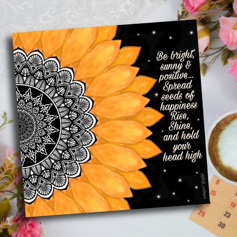 Sunflower Mandala Drawing, Art With Message, Mandala Art Beautiful, Diwali Mandala, Beautiful Mandala Art, Colour Mandala, Sunflower Mandala, Mandala Doodle, Easy Mandala Drawing