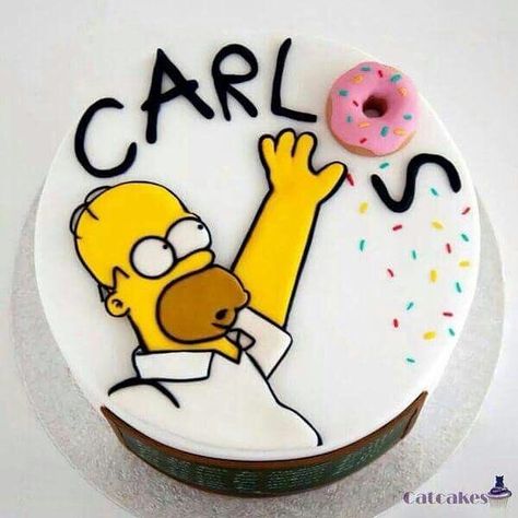 Homer Simpson Cake Birthdays, Simpsons Cake Ideas, Simpsons Birthday Party, The Simpsons Cake, Homer Simpson Cake, Bolo Simpsons, Simpsons Birthday, Simpsons Cake, Man Cakes