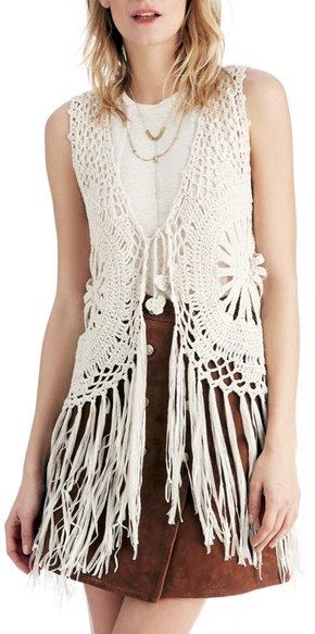 Fringed Vest Outfit, Crochet Fringe Vest, Crocheted Vest, Waistcoat Pattern, Bohemian Vests, Crochet Waistcoat, Fringe Crochet, Long Waistcoat, Vest Pattern Free