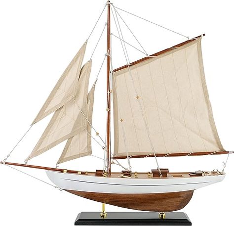 Wooden Sailboat Decor Sailboat Model Boat Decor Ship Model Yacht Ivory Antique Finish Built plank-on-frame hull and hand stitched sails rigging. Assembling dimension 20.5"L x 3.75"W x 19.7"H. Ivory and Honey Antique Finish. Not a Kit, Assembling instruction included in box. Sailboat Model, Sailing Ship Model, Sailboat Decor, Wooden Model Boats, Runabout Boat, Yacht Model, Wooden Sailboat, Model Sailboat, Boat Decor