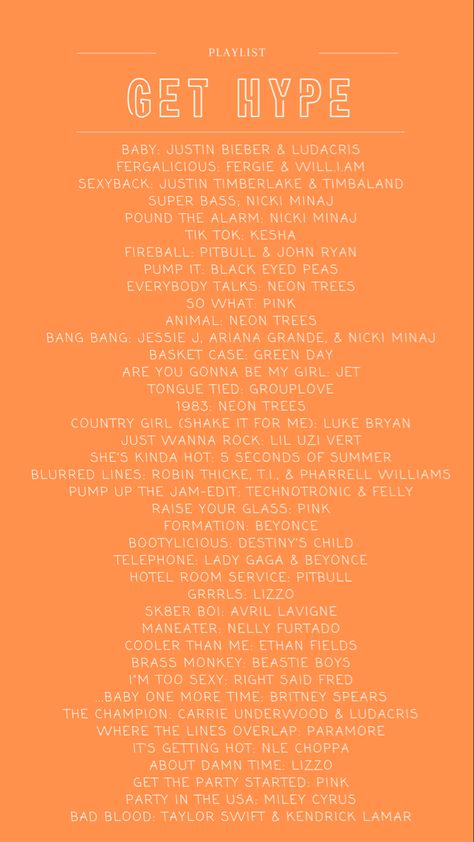 Pre Game Hype Playlist, Gameday Playlist, Game Day Playlist, Good Playlist Names, Hype Playlist, Blurred Lines Robin Thicke, Basket Case Green Day, Shake It For Me, Playlist Names