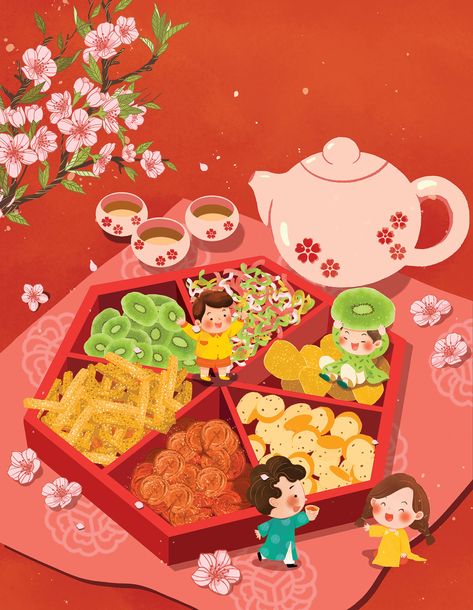 Happy New Year 2020! on Behance Tet Holiday Drawing, Tet Holiday Illustration, Tet Illustration, Lunar New Year Illustration, Lunar New Year Design, Chinese New Year Illustration, Tet Decor, Happy New Year Illustration, Tet Holiday