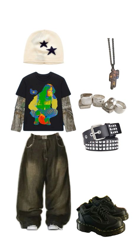 Billie Jersey Outfit, Billie Eilish Iconic Outfits, What To Wear To A Billie Eilish Concert, Billie Eilish Aesthetic Outfits, Billie Eilish Merch Outfit, Billie Eilish Outfits Ideas, Billie Eilish Tour Outfits, Billie Eilish Outfits Inspired, Billie Eilish Inspired Outfits