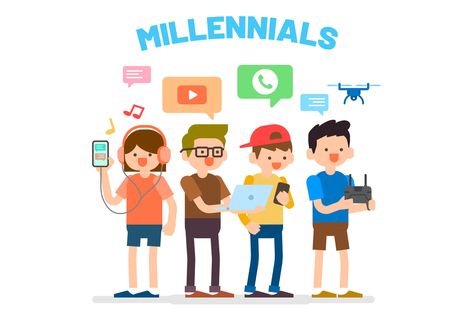 Generation Illustration, Generation Y, Millennials Generation, Download File, Design Template, Illustration Design, Vector Illustration, Presentation, Collage