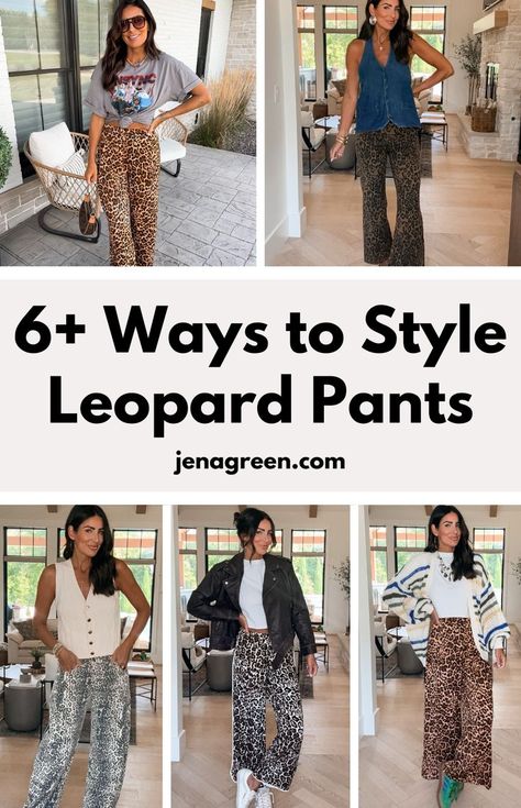 Looking for tips on how to style leopard pants? Whether you prefer wide leg, straight leg, or skinny, these outfits with leopard pants will give you plenty of inspiration. Learn how to style leopard print pants and find out what to wear with leopard pants to create bold, trendy looks. Explore these stylish leopard print outfit ideas to elevate your wardrobe! Trendy Pant, Leopard Pants Outfit, Leopard Print Pants Outfit, Leopard Print Outfit, Easy Outfit Ideas, Printed Pants Outfits, Leopard Print Outfits, Leopard Print Pants, Leopard Pants