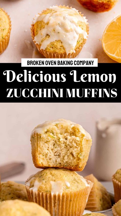 Unique Muffin Recipes, Lemon Zucchini Muffins, Summer Baking Recipes, Zucchini Muffin Recipes, Lemon Zucchini, Lemon Icing, Lemon Muffins, Zucchini Muffins, Summer Baking