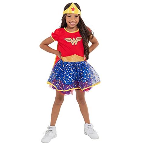 DC Comics Justice League Wonder Woman Girls Tulle Costume Dress Cape and Headband 3 Piece Set Infant to Big Kid Tulle Costume, Tulle Costumes, Wonder Woman Design, Girls Cape, Justice League Wonder Woman, Wonder Woman Cosplay, Dress Cape, Wonder Woman Costume, Up Costumes