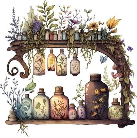 Watercolor Apothecary, Witches Library, Paints And Brushes, Drawing Hands, Drawing Eyes, Drawing Hair, Art Mignon, Art Et Illustration, Witch Art